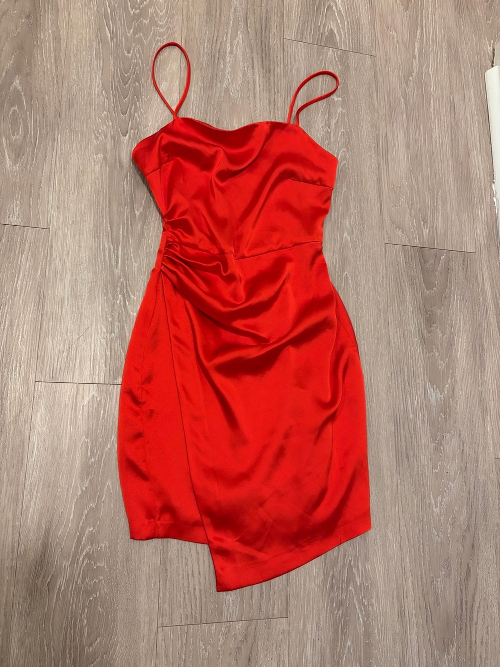 Zara Red Satin Cowl Neck Mini Dress XS - Picture 2 of 5